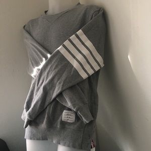 Thom Browne Grey Classic Sweatshirt w 4 Bar Loop